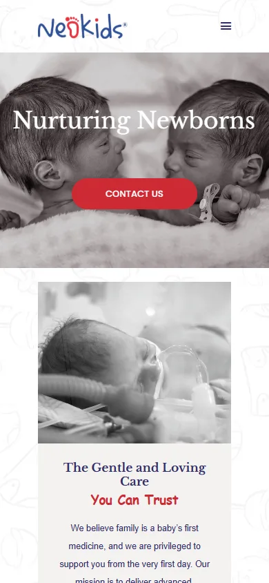 NeoKids Hospital mobile website screenshot