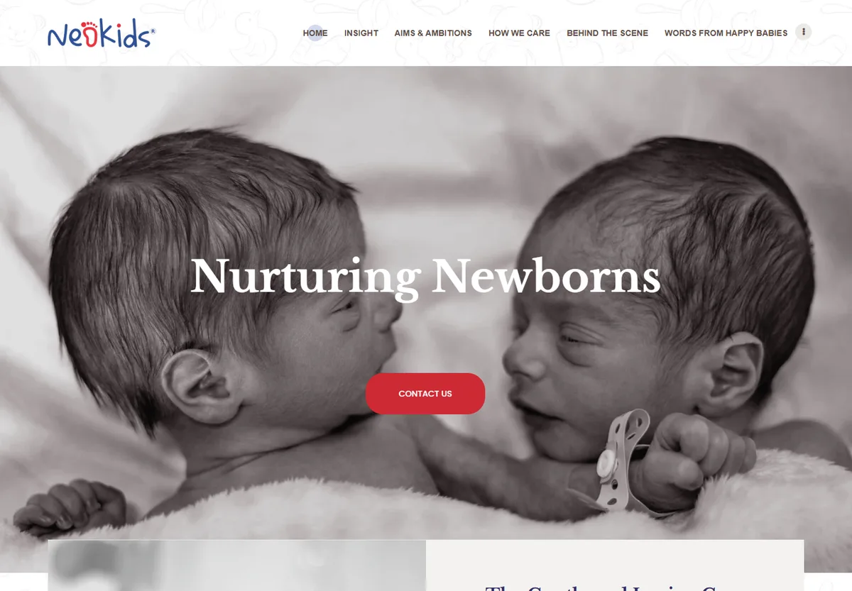 NeoKids Hospital desktop website screenshot