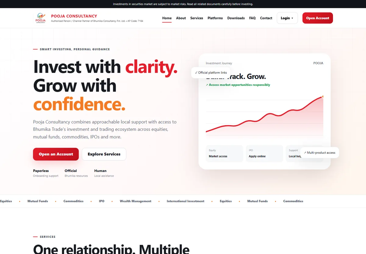 Pooja Consultancy website preview