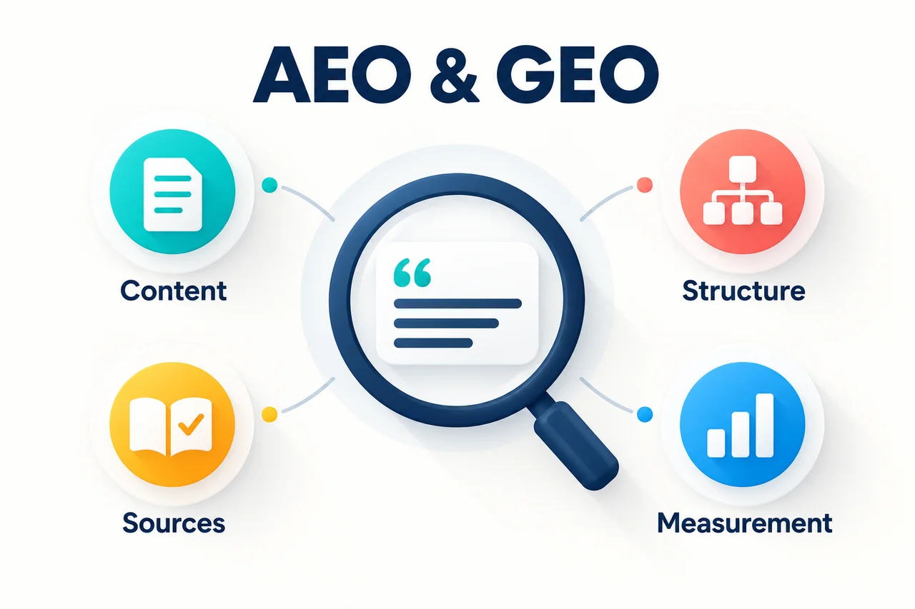 AEO and GEO: content, structure, sources and measurement