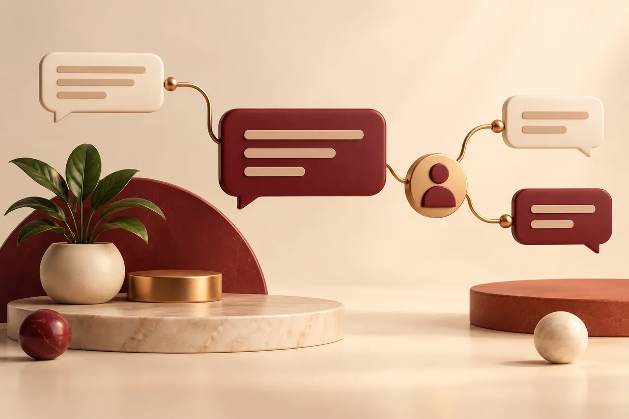 Concept illustration of business conversations, reply paths and human handover